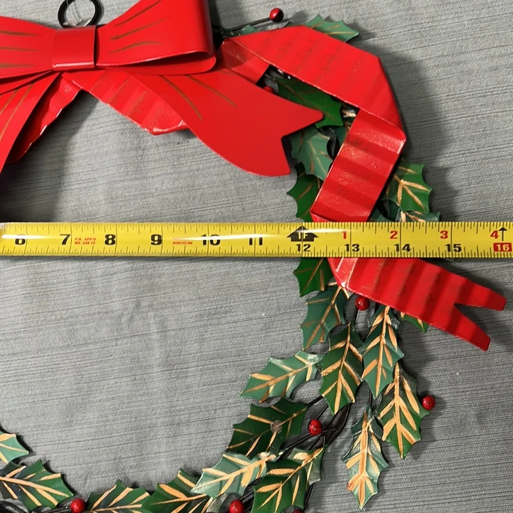 Ashland Mistletoe Wall Metal Wreath with Red Bow